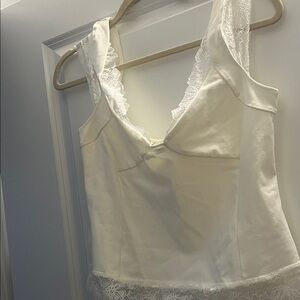NWT Free People Cream Lace Accent Top